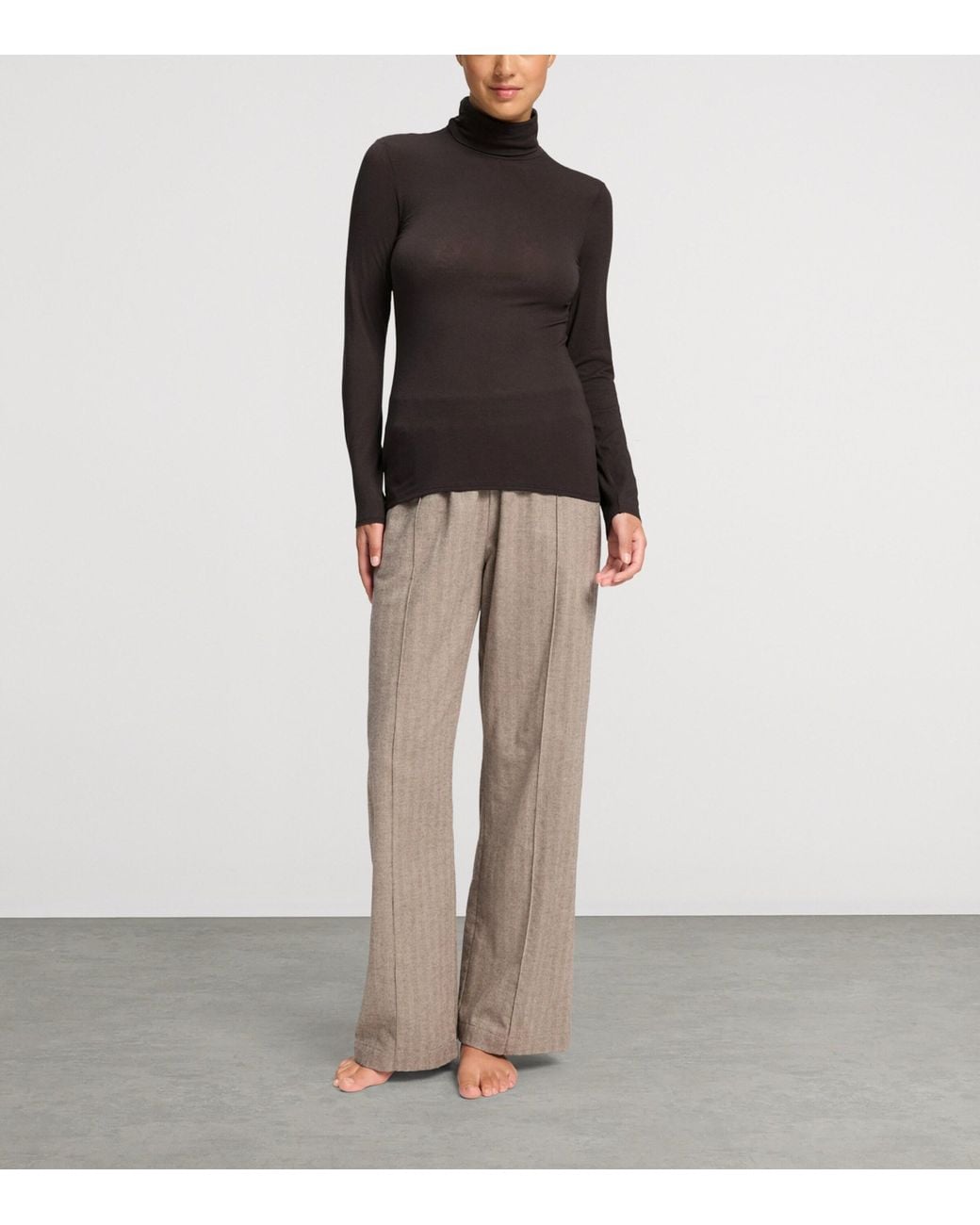 Hanro Black Ultralight Long-Sleeve Rollneck Top