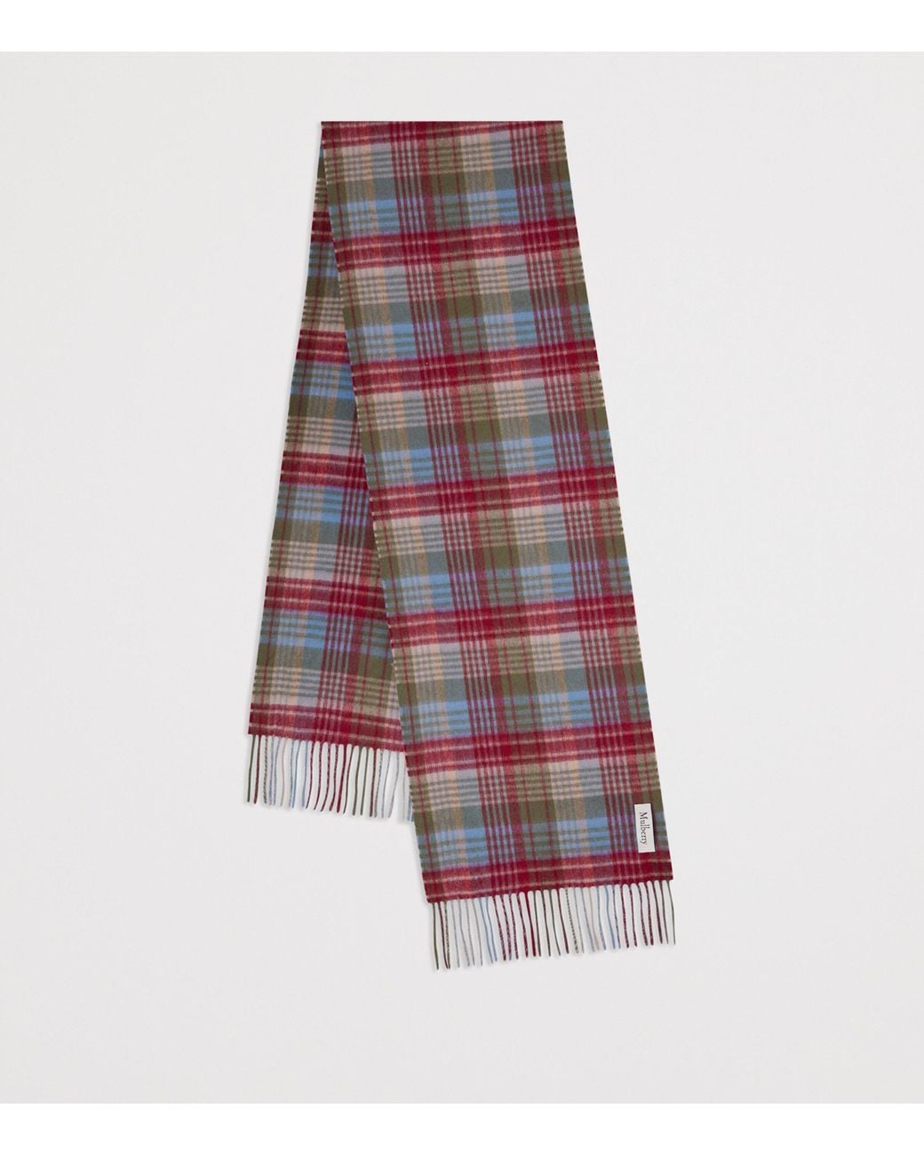 Mulberry Red Small Merino Check Scarf