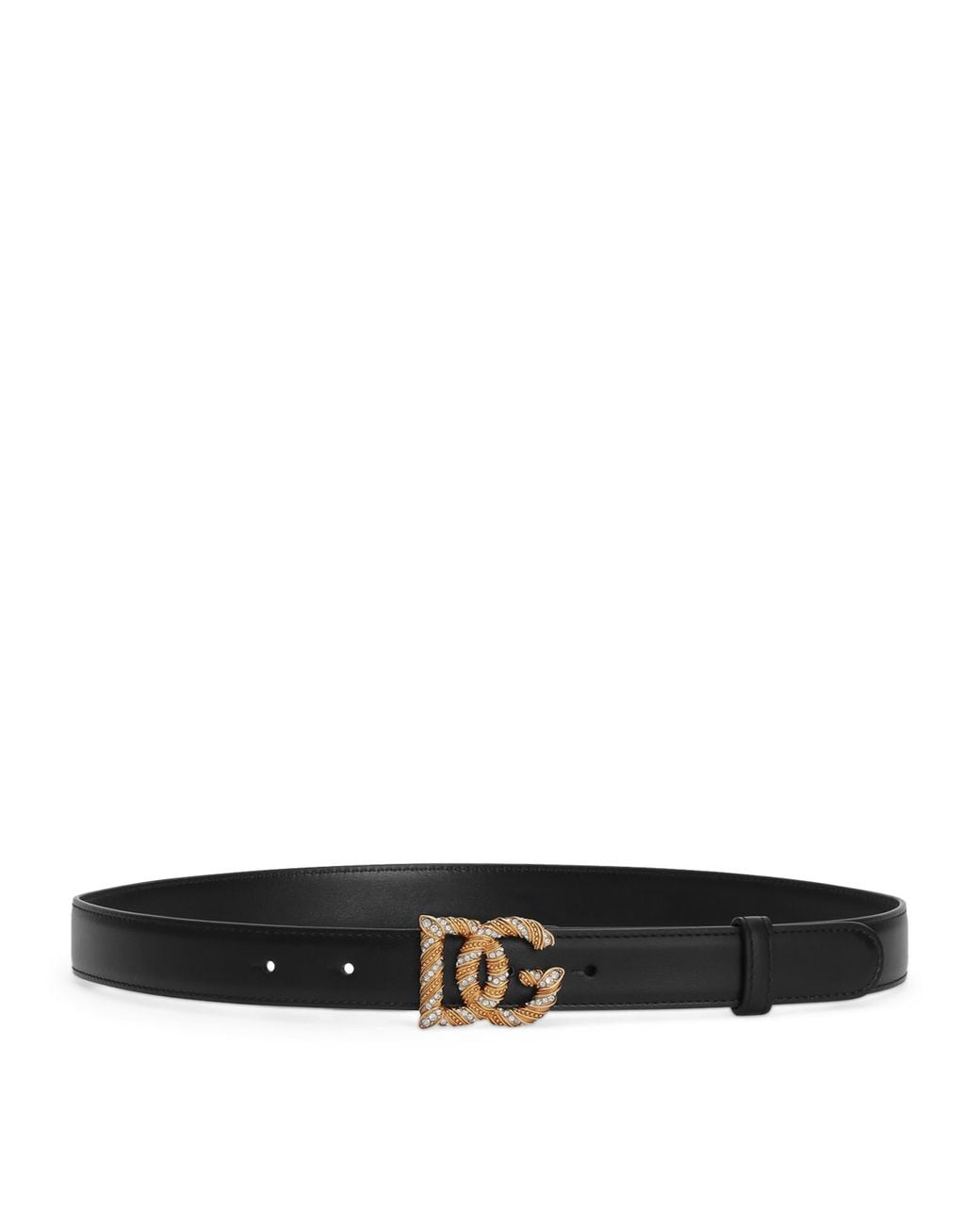 Dolce & Gabbana Black Calfskin Logo Belt