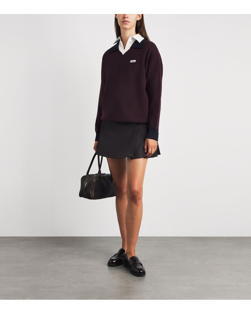 Claudie Pierlot Blue Wool-Blend Polo Sweater