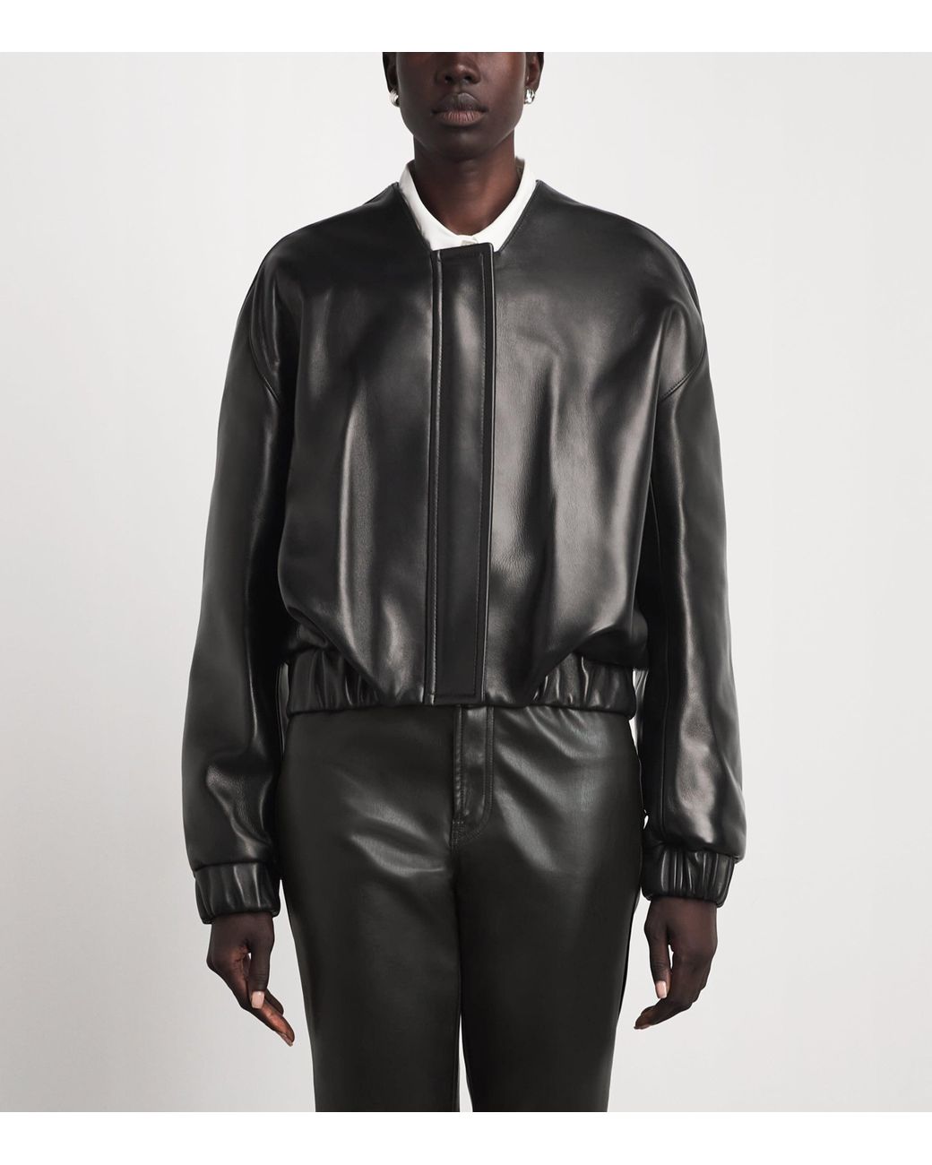 Khaite Black Leather Cordan Jacket