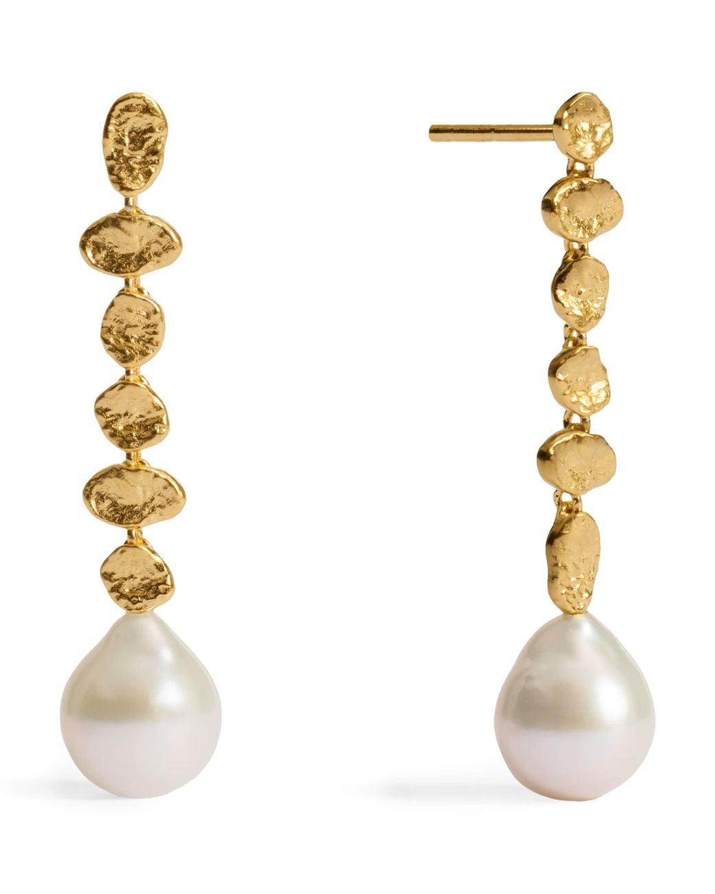 Monica Vinader Metallic Vermeil And Pearl Capri Drop Earrings