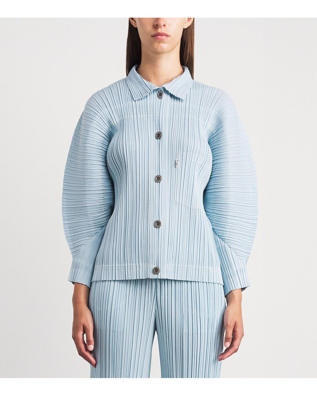 Pleats Please Issey Miyake Blue Cotton Denim Jacket