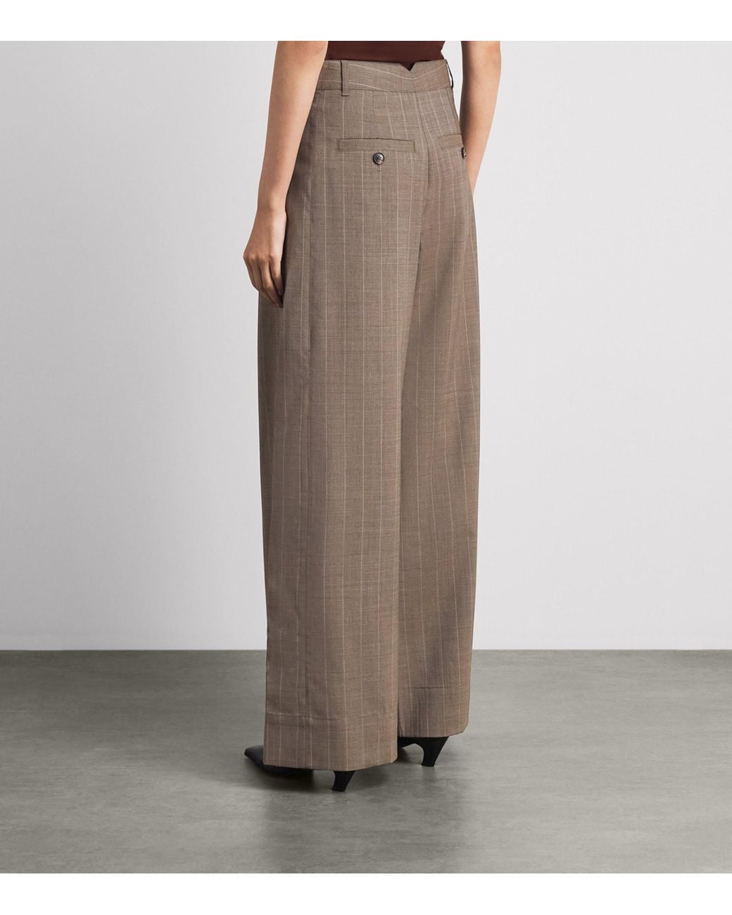ME+EM Brown Wool Pinstripe Tailored Trousers