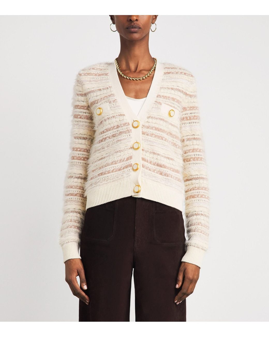 L'Agence White Stripe Ariadne Cardigan