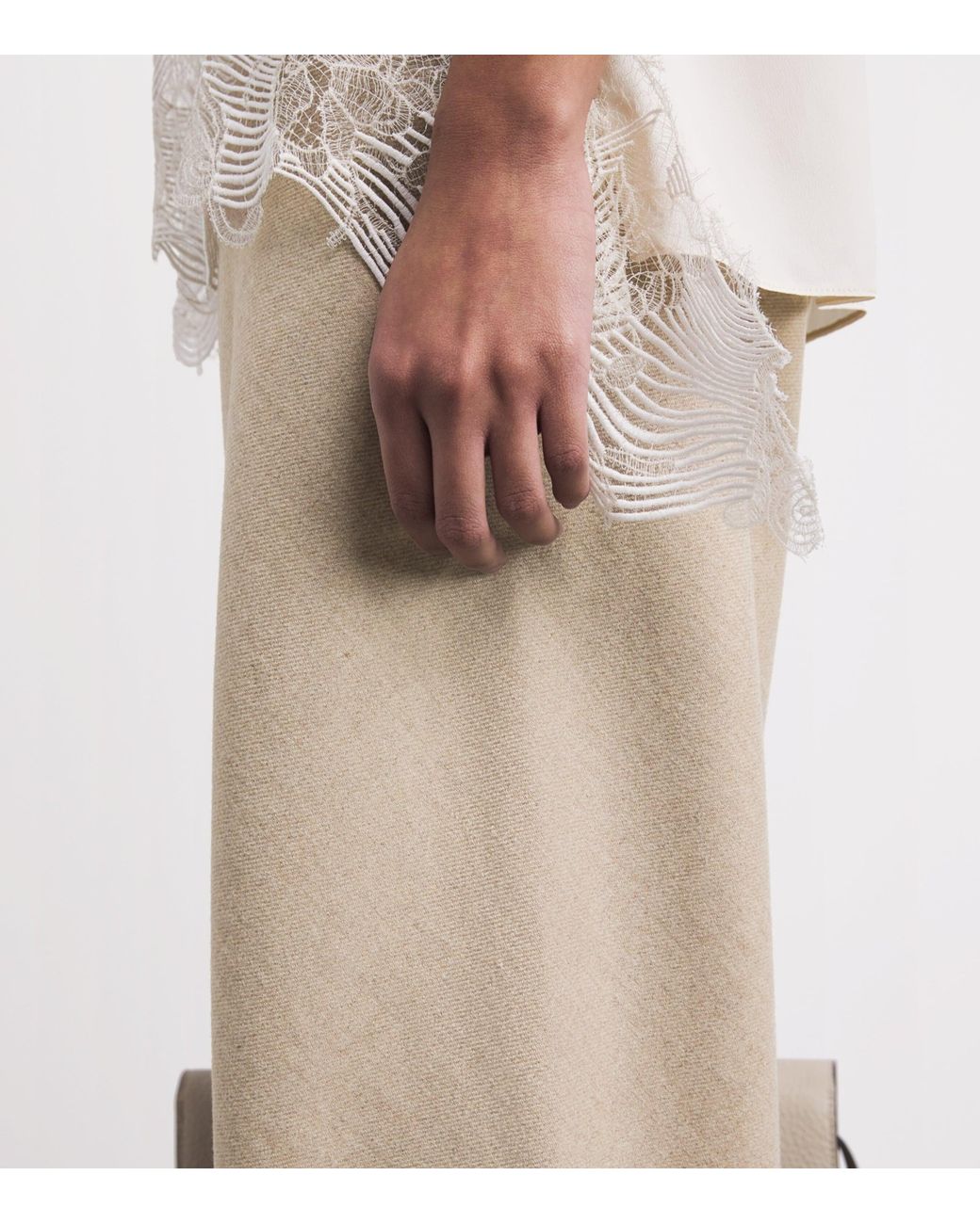 Vince Natural Wool-Blend Wide-Leg Trousers