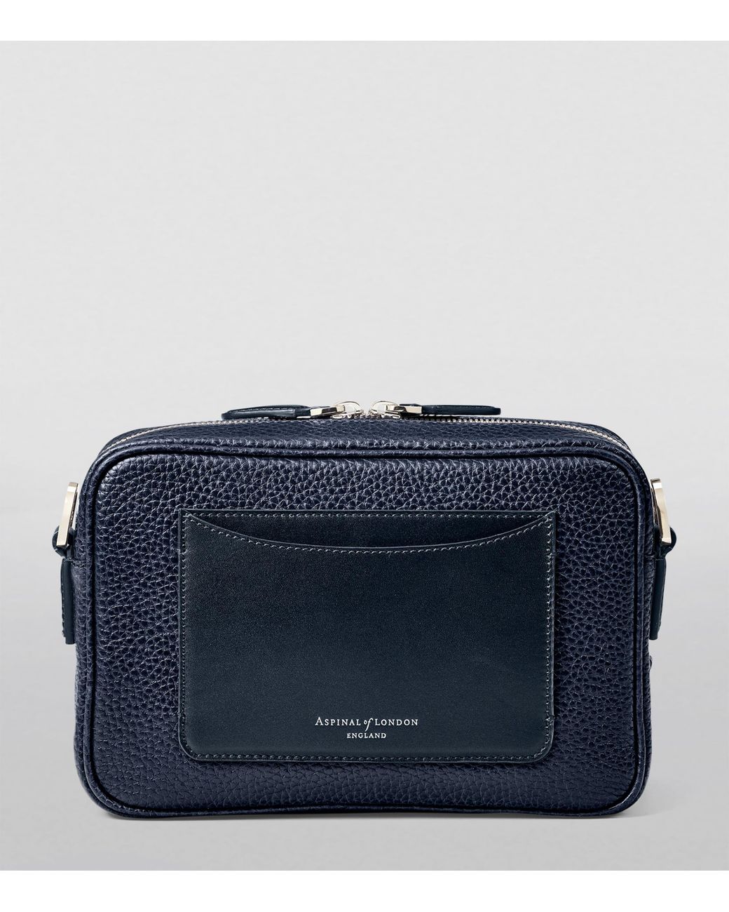 Aspinal Blue Leather Reporter East West Messenger Bag for men