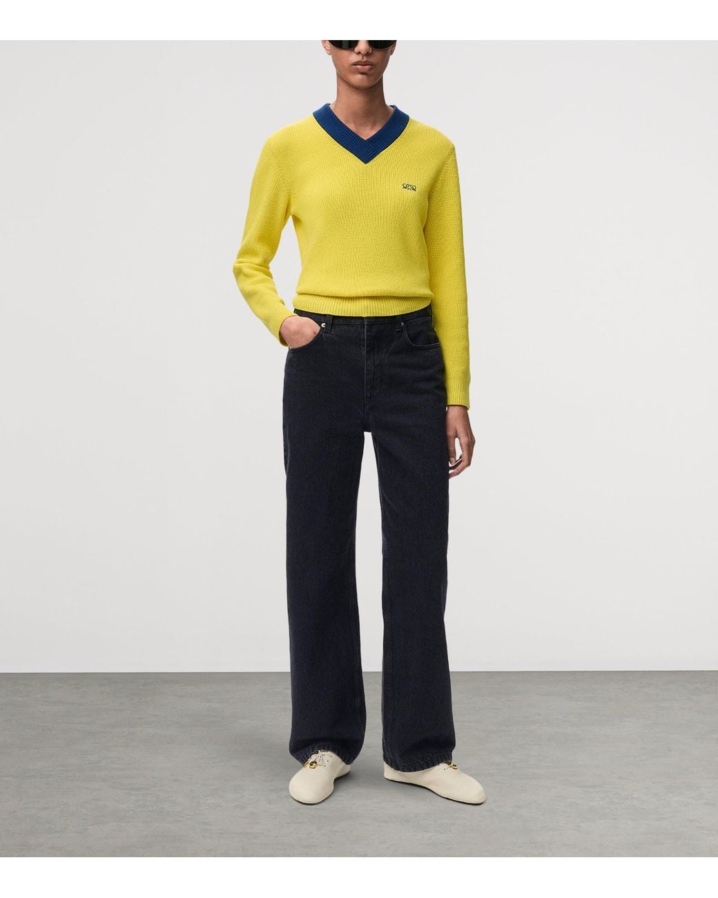 Loewe Blue Embroidered-Anagram Straight Jeans