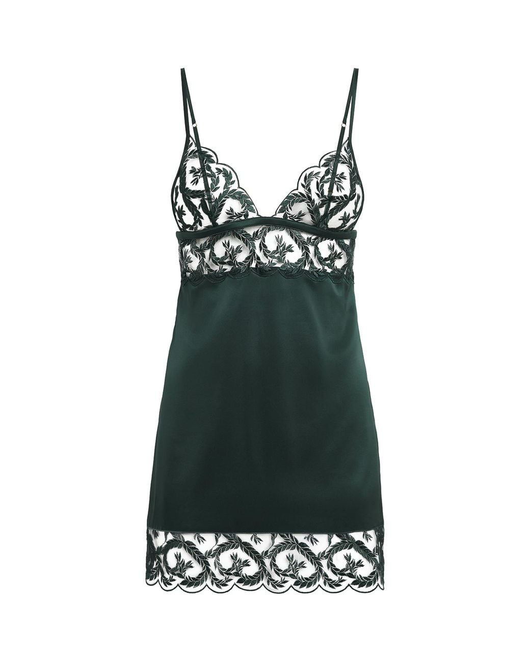 Coco De Mer Green Lace Arletta Slip Dress