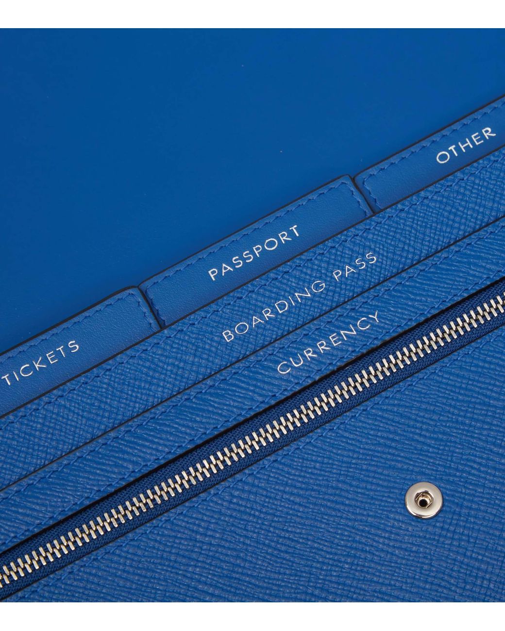 Smythson Blue Panama Leather Marshall Travel Wallet for men