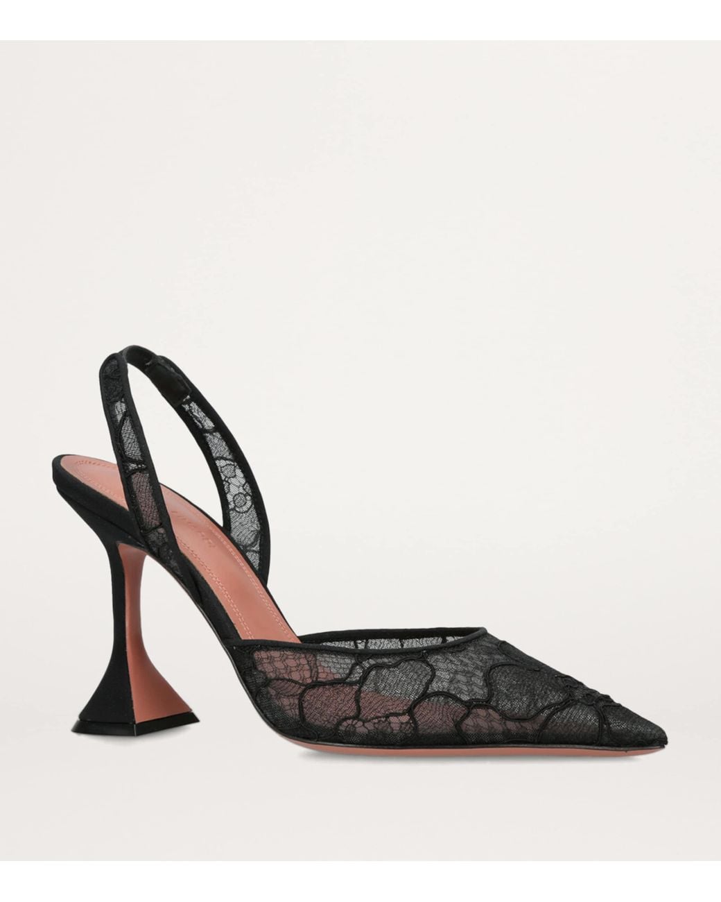 AMINA MUADDI Black Lace Holli Slingback Heels 95