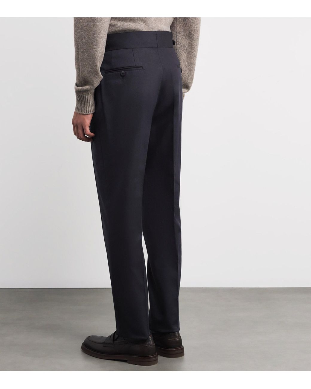 Isaia Blue Wool-Blend Casalnuovo Trousers for men