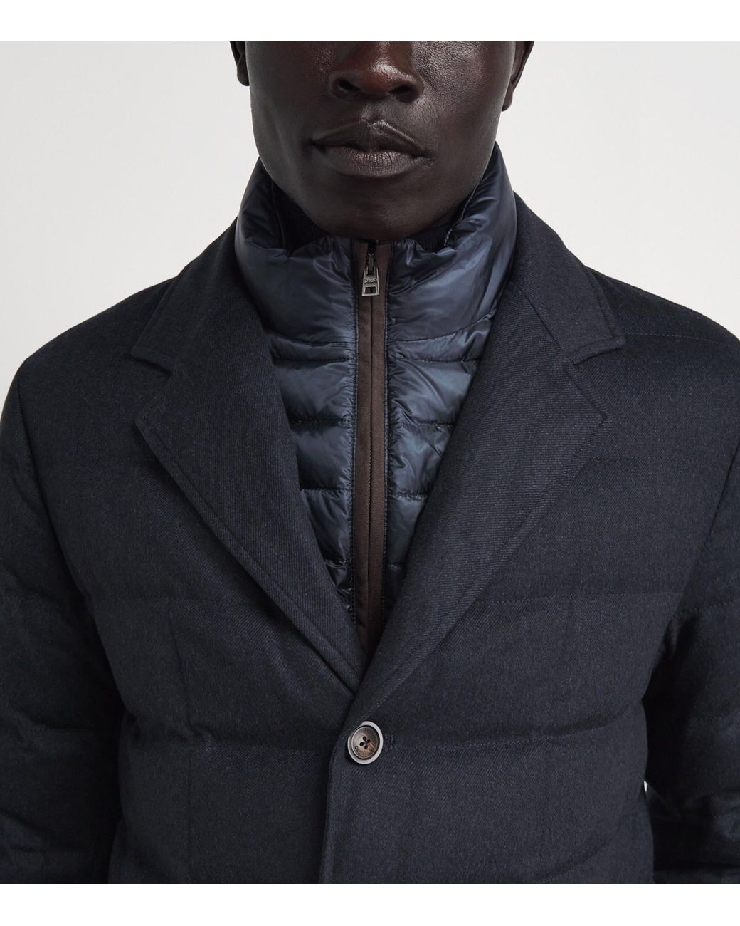 Herno Blue Silk-Cashmere Quilted Hybrid Jacket for men
