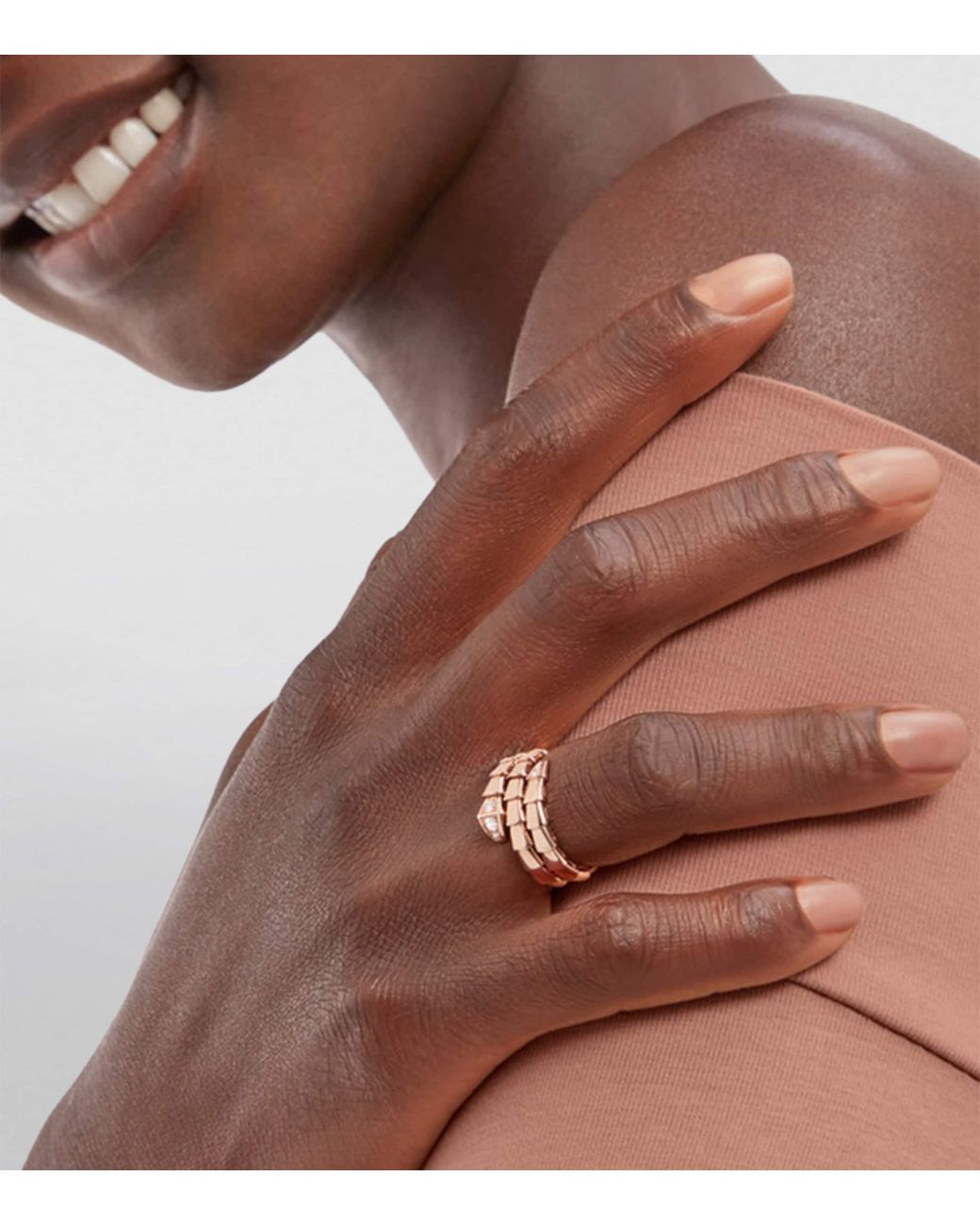 BVLGARI Pink And Diamond Serpenti Viper Ring