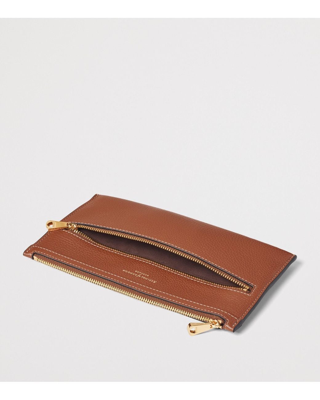 Aspinal Brown Grained Leather Hudson Travel Pouch for men