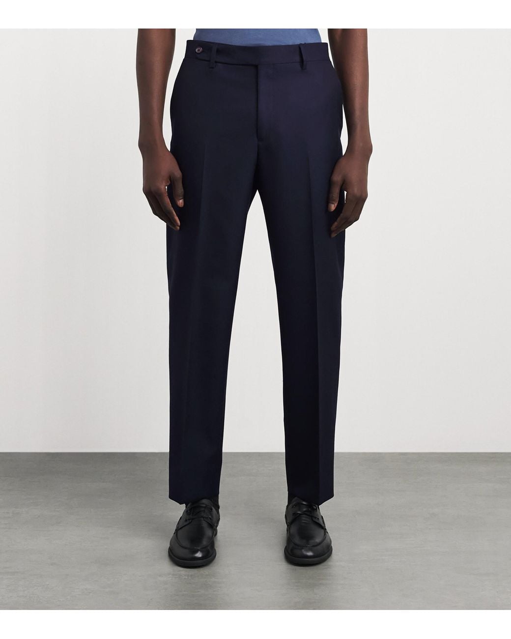 Corneliani Blue Virgin Wool Slim Trousers for men