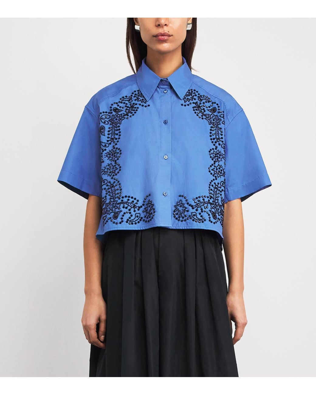 Sandro Blue Cotton Embellished Shirt