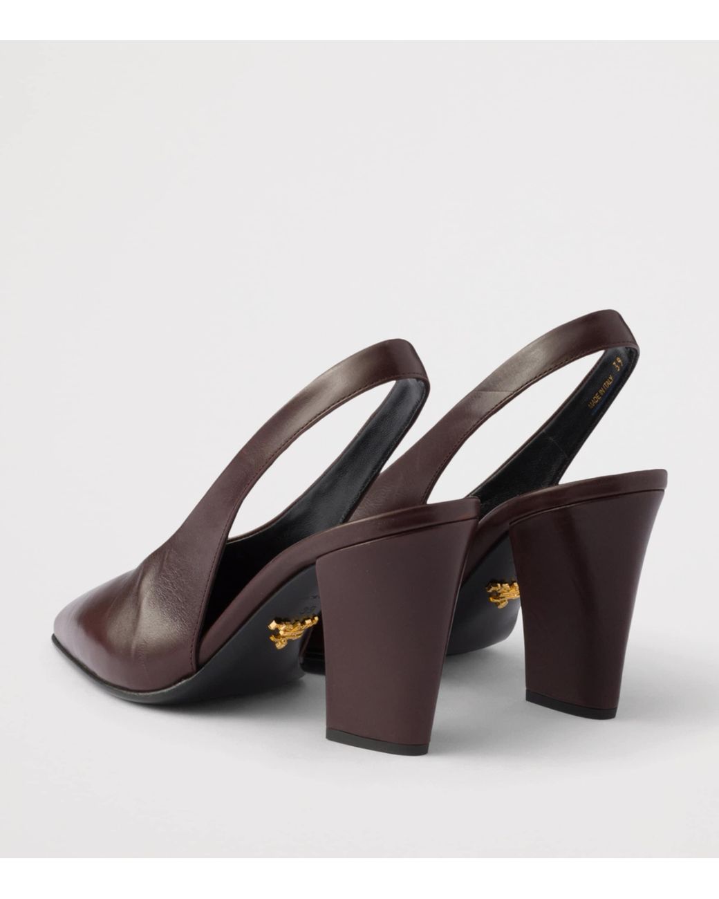 Prada Brown Leather Slingback Pumps 85