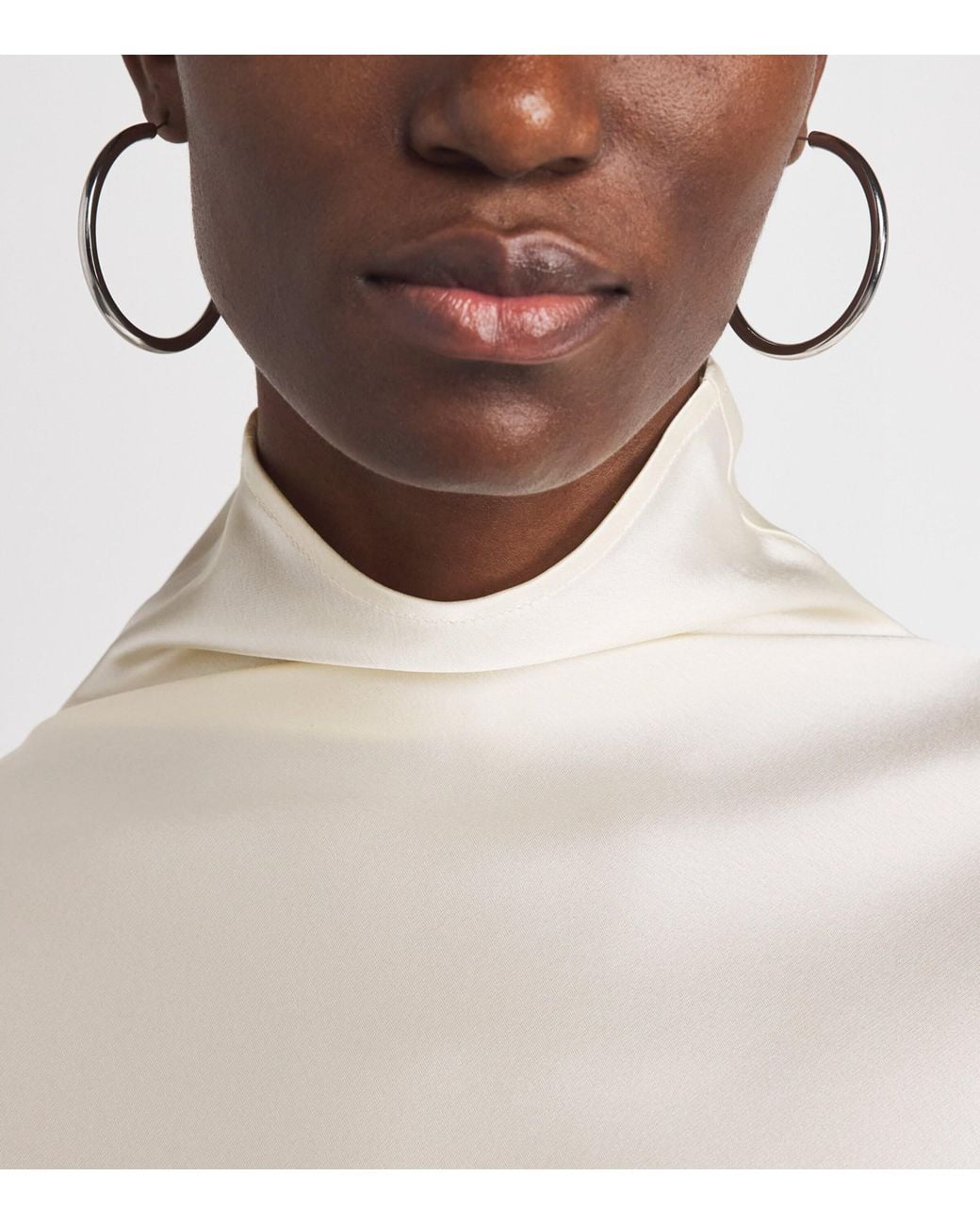 Almada Label Natural Satin High-Neck Maddy Blouse