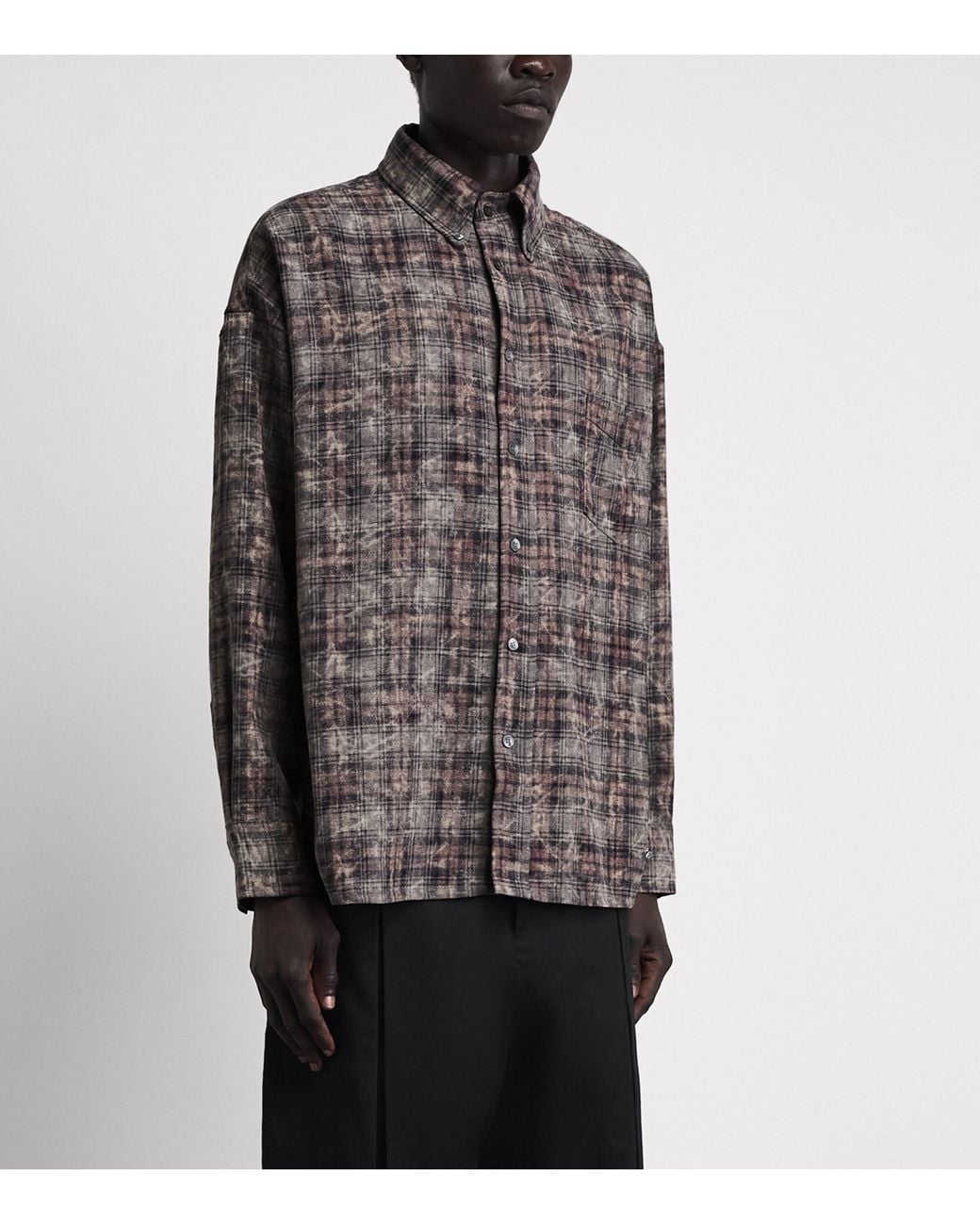 Picante Gray Cotton Bleached Check Rocco Shirt for men