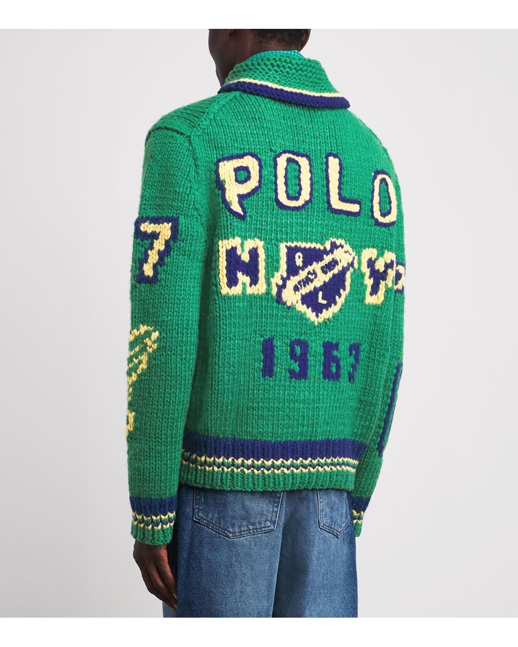 Polo Ralph Lauren Green Wool Varsity Zip-Up Cardigan for men