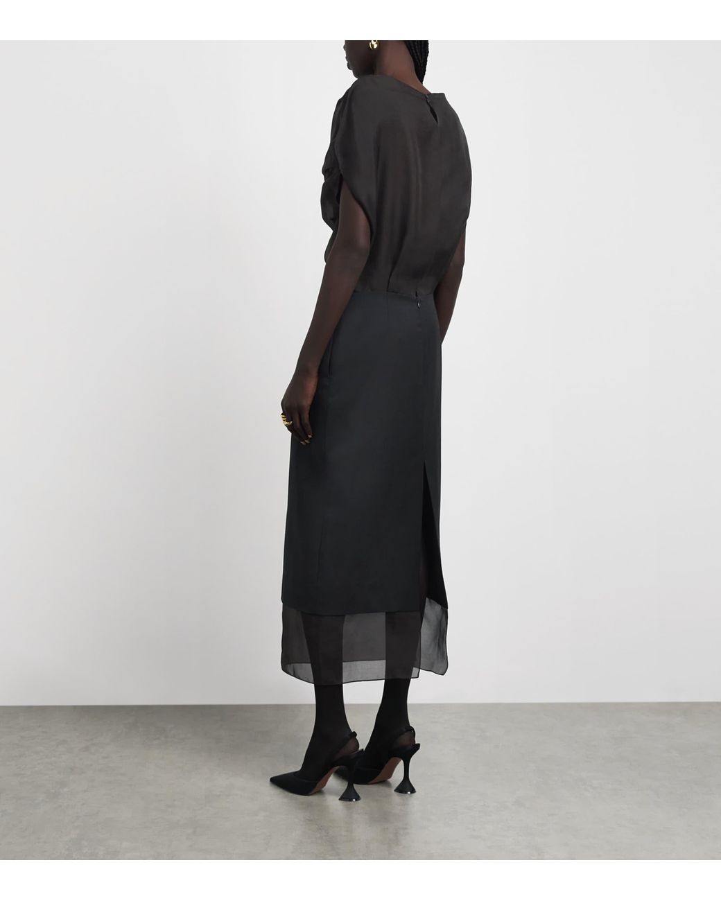 Voranida Black Silk Rhea Midi Dress