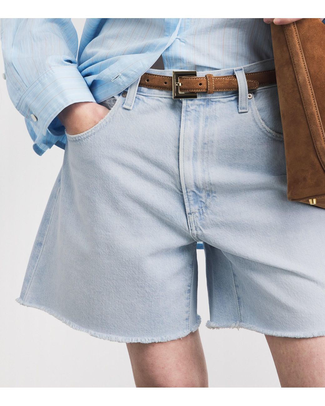 PAIGE Blue Archie Long Denim Shorts