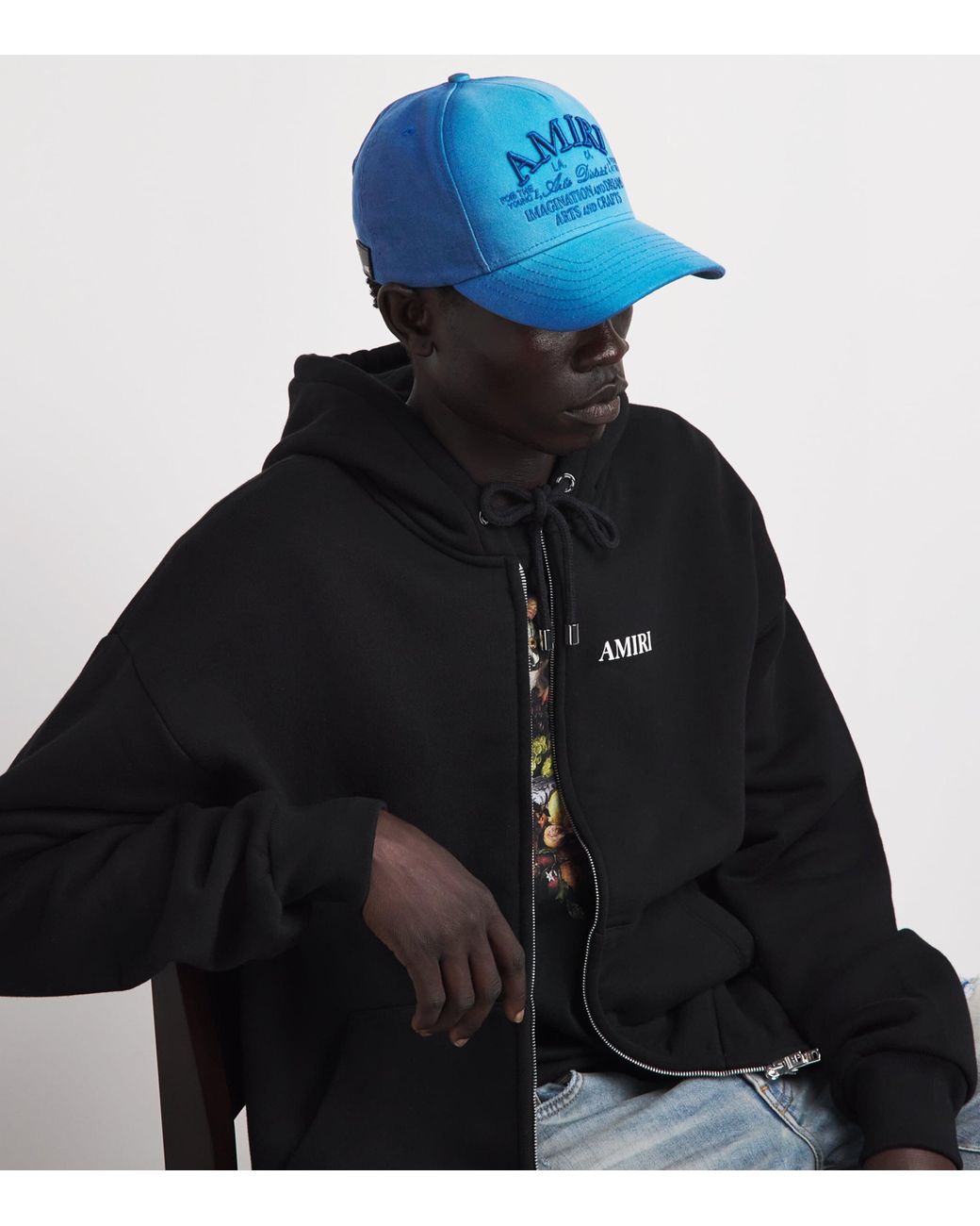 Amiri Blue Cotton District Logo Baseball Cap for men
