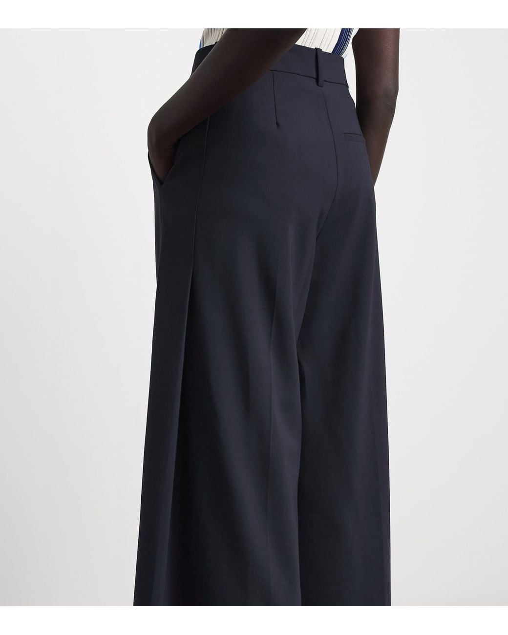 Theory Blue Wool-Blend Wide-Leg Trousers
