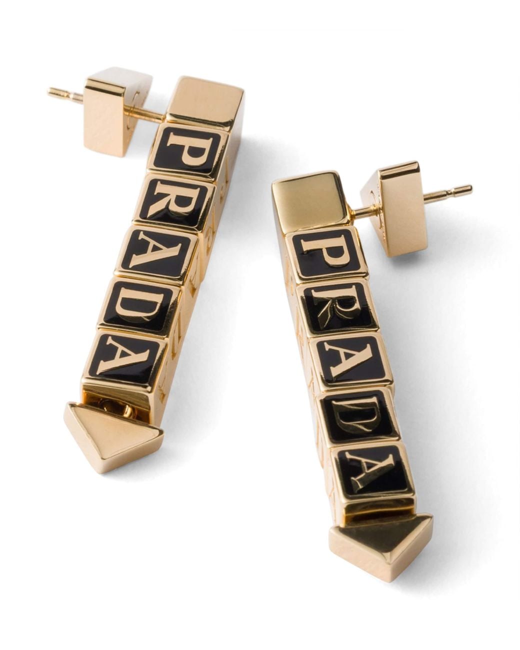 Prada White Enamel-Detail Logo Earrings