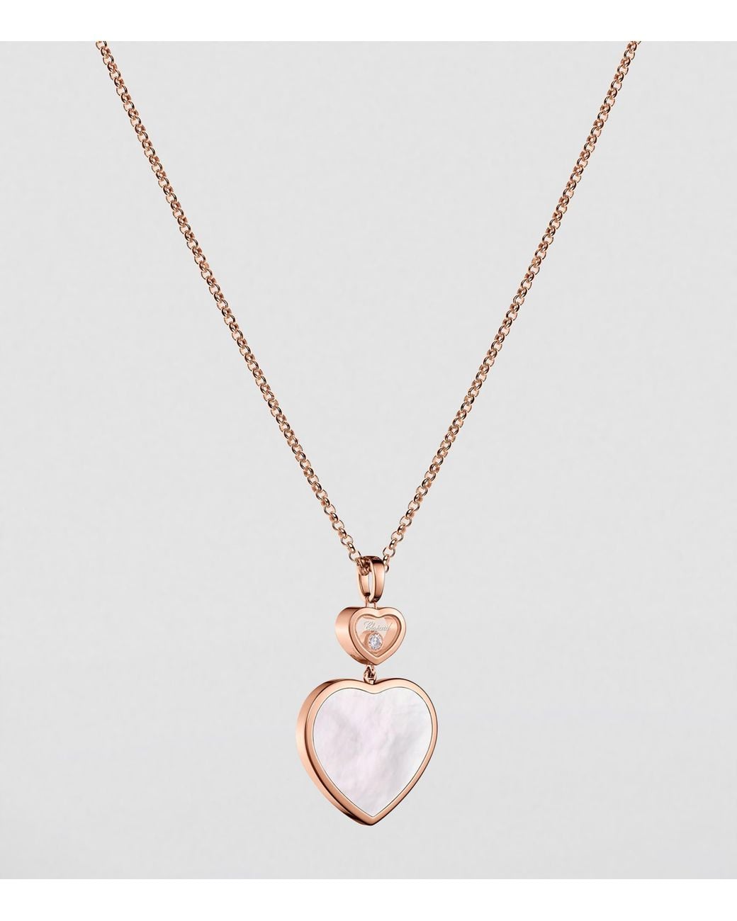Chopard Metallic Diamond And Mother-Of-Pearl Happy Hearts Pendant Necklace