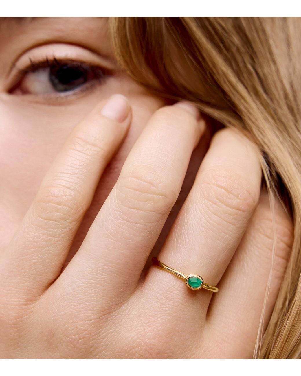Monica Vinader Yellow Vermeil And Onyx Odyssey Stacking Ring