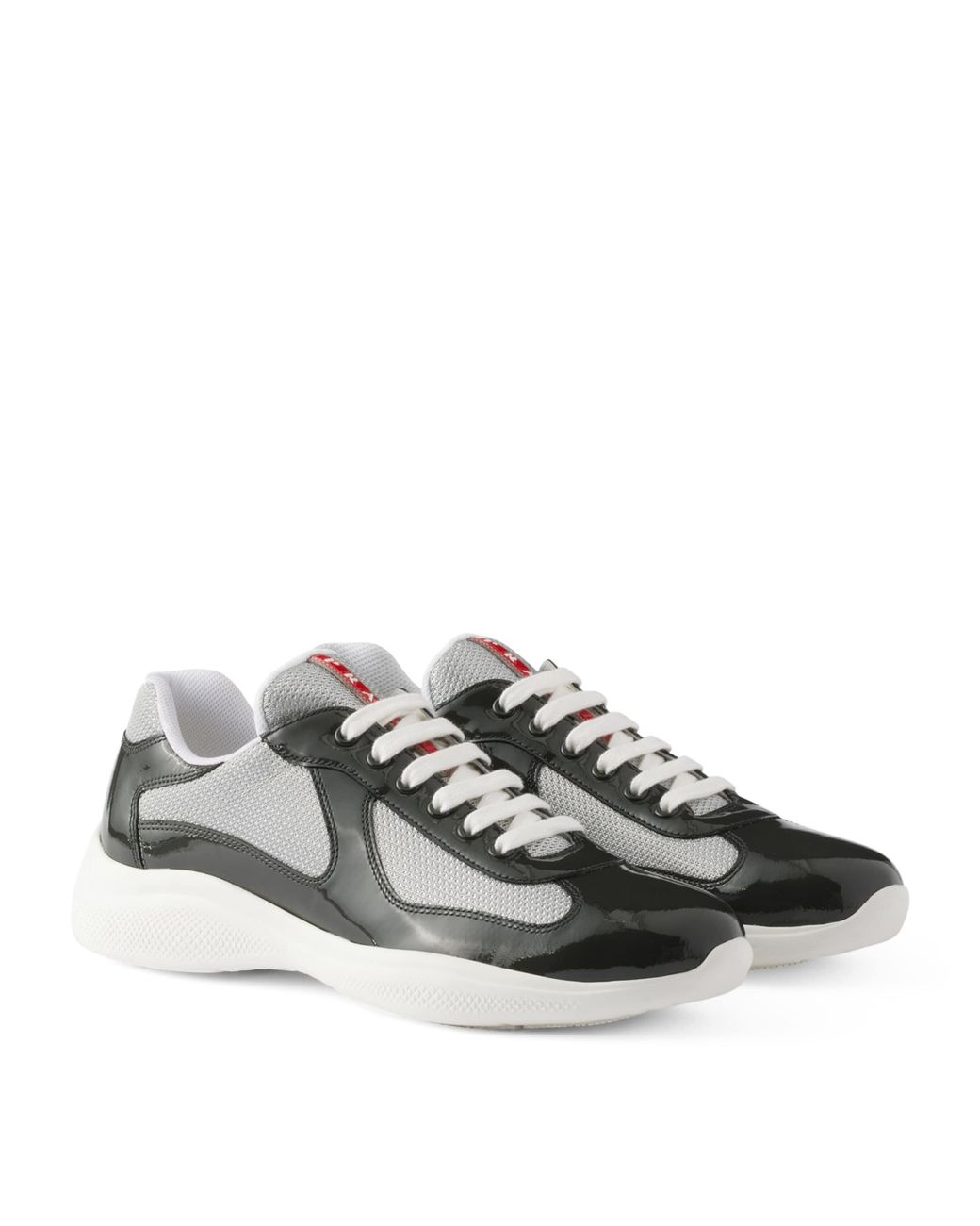 Prada Gray Patent Leather-Blend America's Cup Sneakers for men