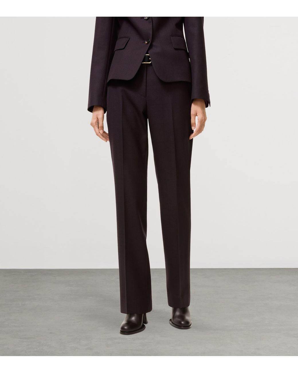 Burberry Brown Wool Check Tailored Trousers