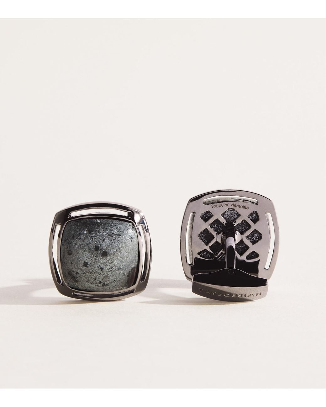 Tateossian Black Sterling And Hematite Cushion Cufflinks for men