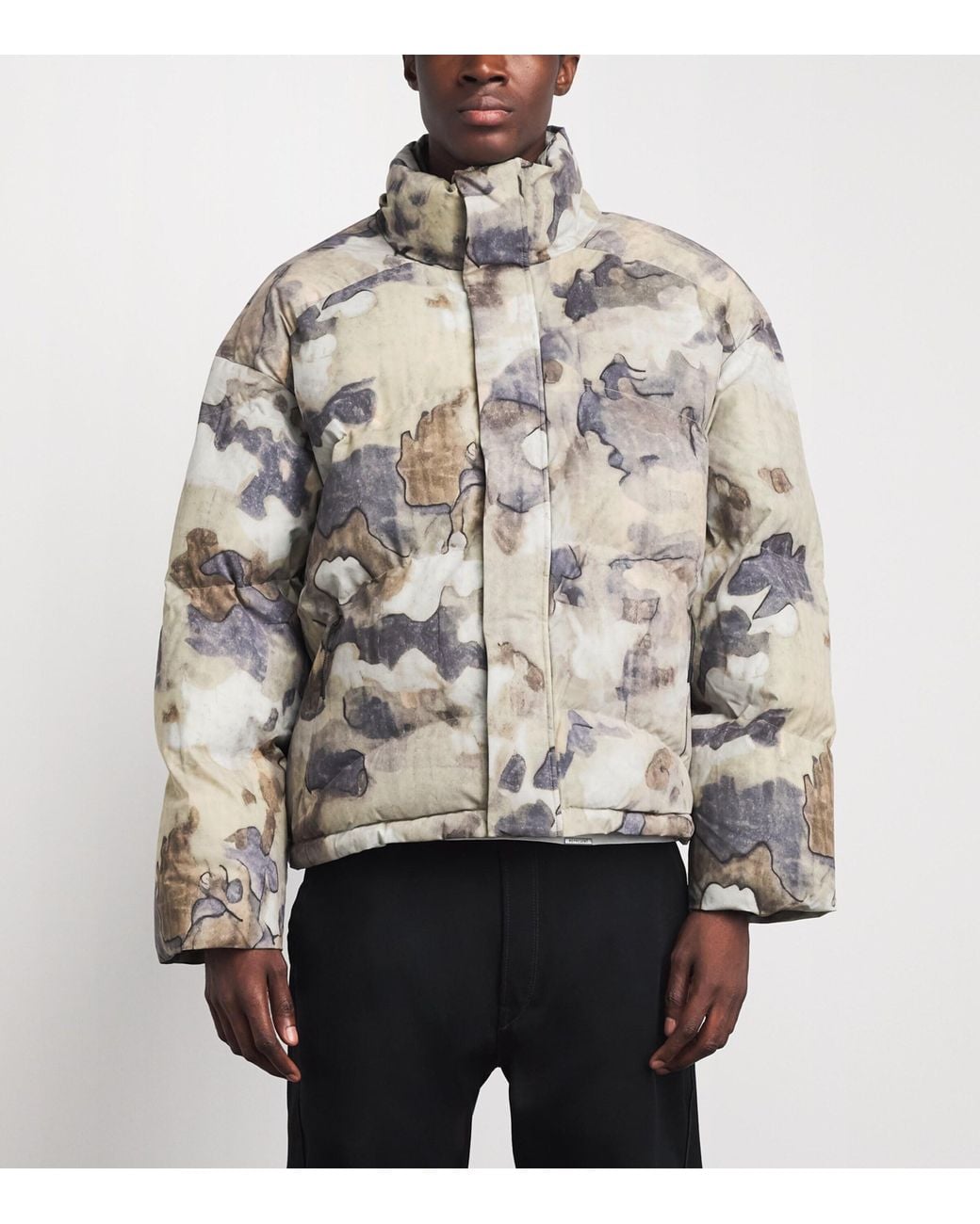 Represent Gray Down Camo Riot Puffer Jacket for men