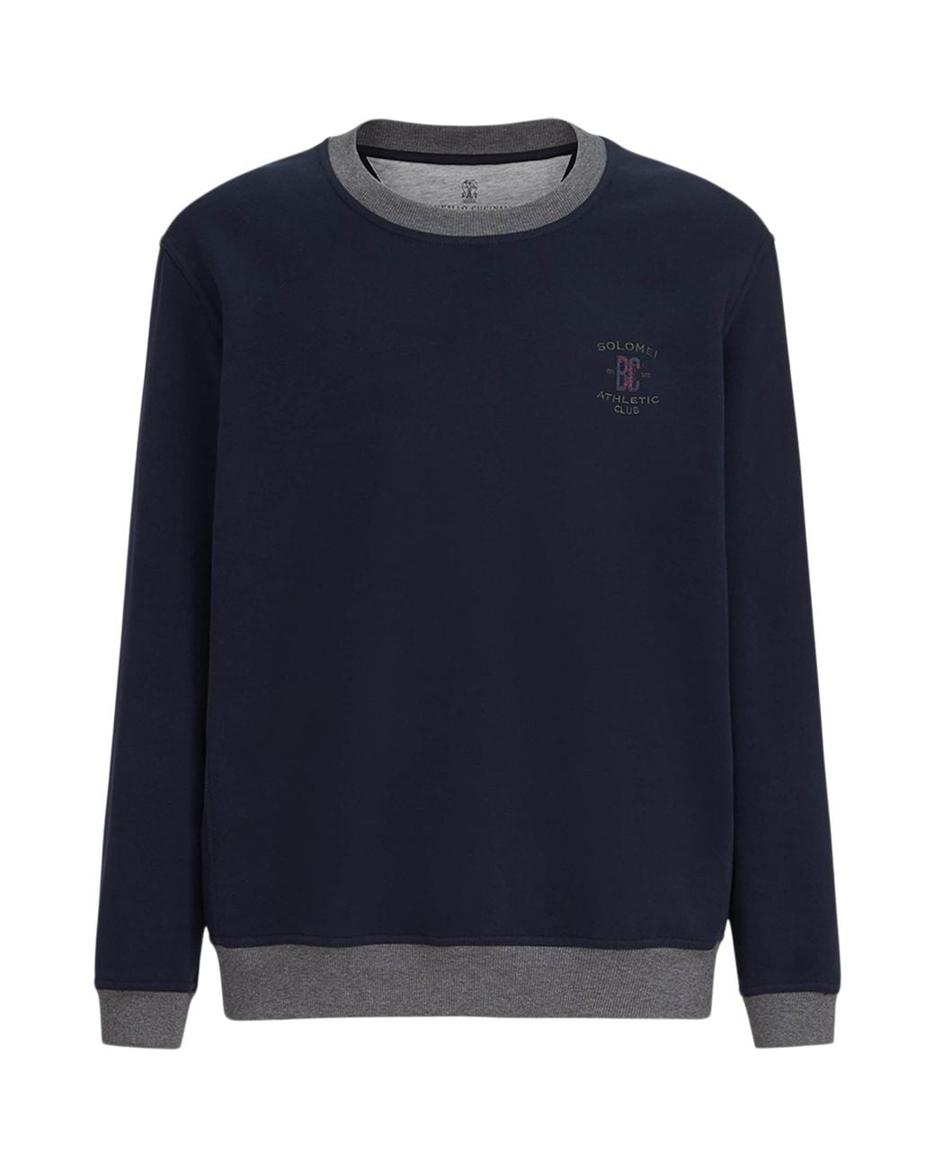 Brunello Cucinelli Blue Cotton Embroidered Sweatshirt for men