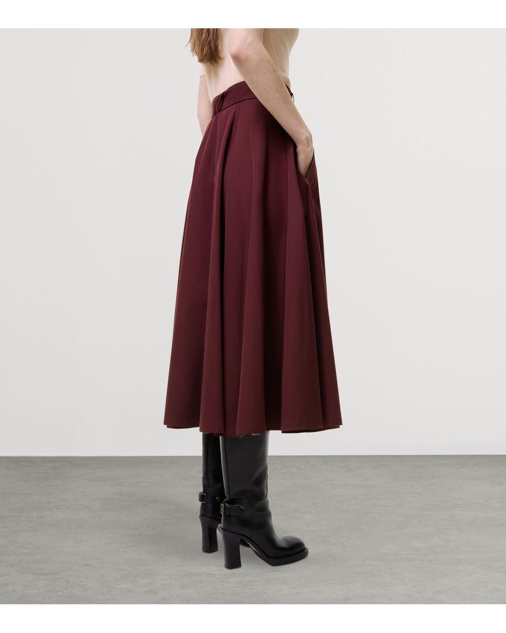 Burberry Purple Gabardine Midi Skirt