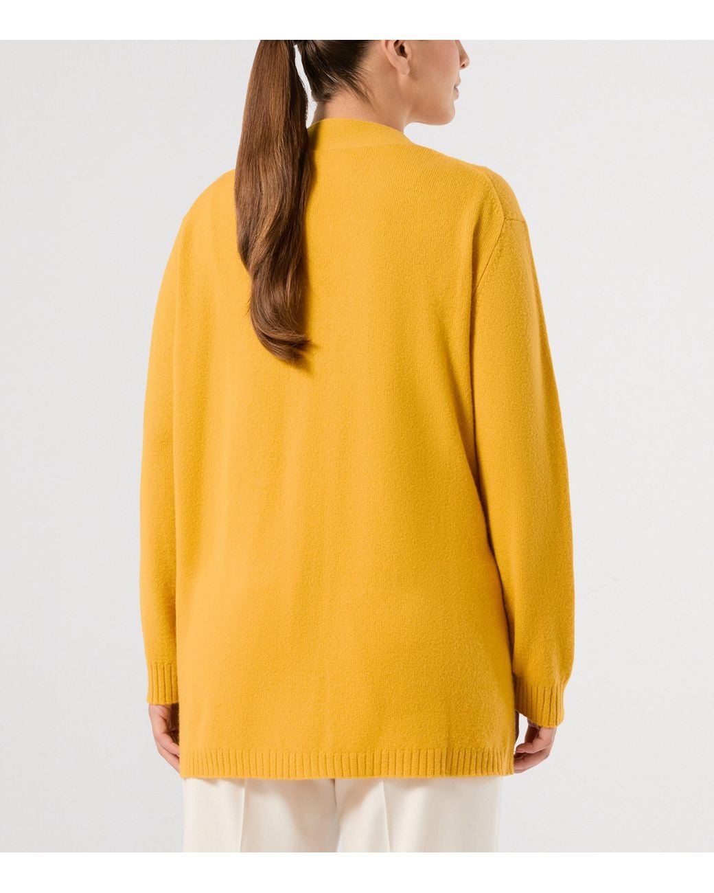 Marina Rinaldi Yellow Cashmere V-Neck Cardigan