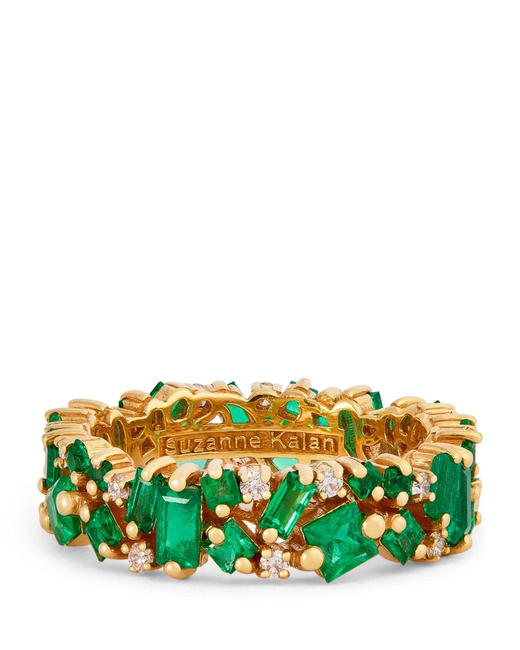 Suzanne Kalan Green Diamond And Emerald La Fantaisie Eternity Ring
