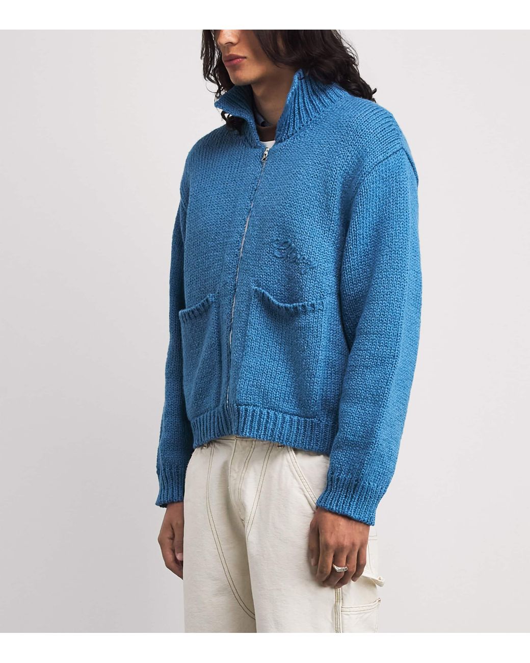 CHERRY LA Blue Cotton Knitted 5 Star Jacket for men
