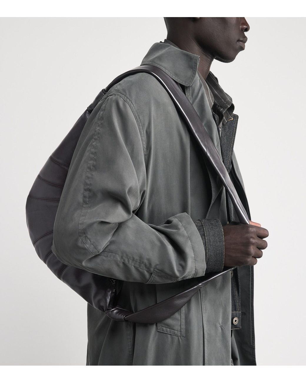 Lemaire Metallic Medium Grained Leather Croissant Shoulder Bag