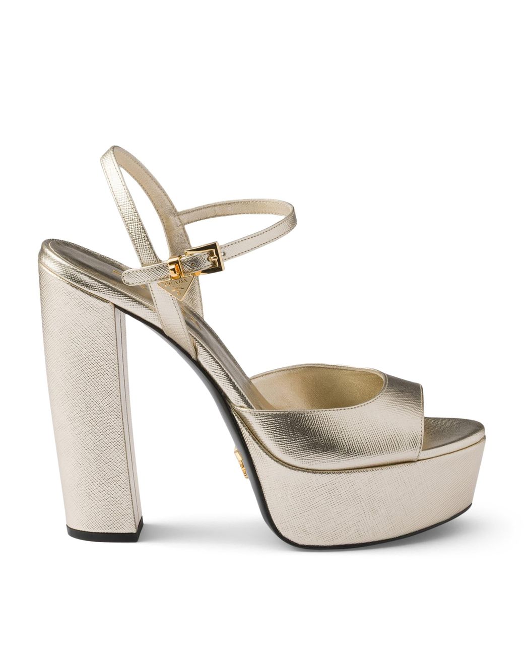 Prada White Patent Saffiano Leather Platform Sandals 115