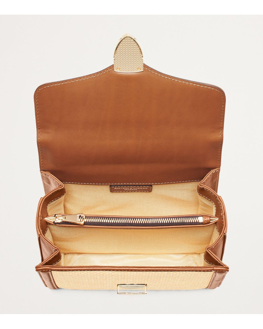Aspinal Natural Raffia Mayfair Midi Bag