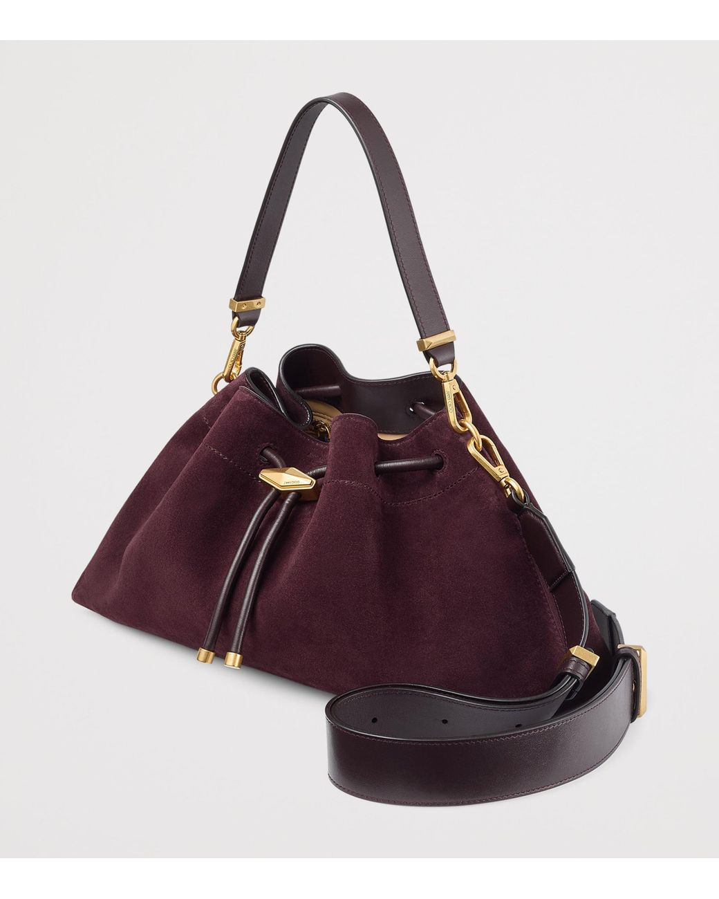 Jimmy Choo Purple Medium Cinch Suede Shoulder Bag