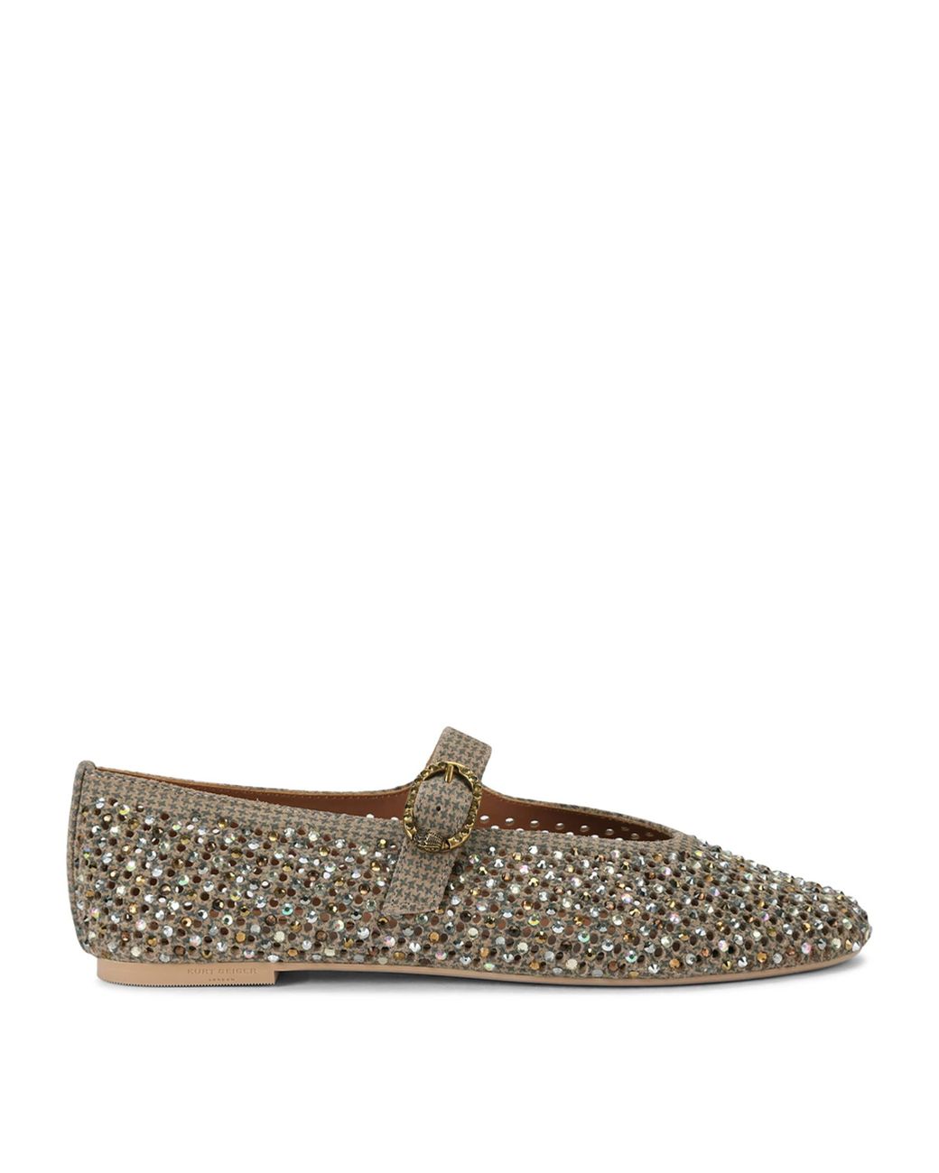 Kurt Geiger Natural Suede Embellished Mayfair Ballet Flats