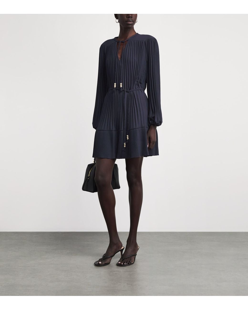 Maje Blue Pleated Mini Dress