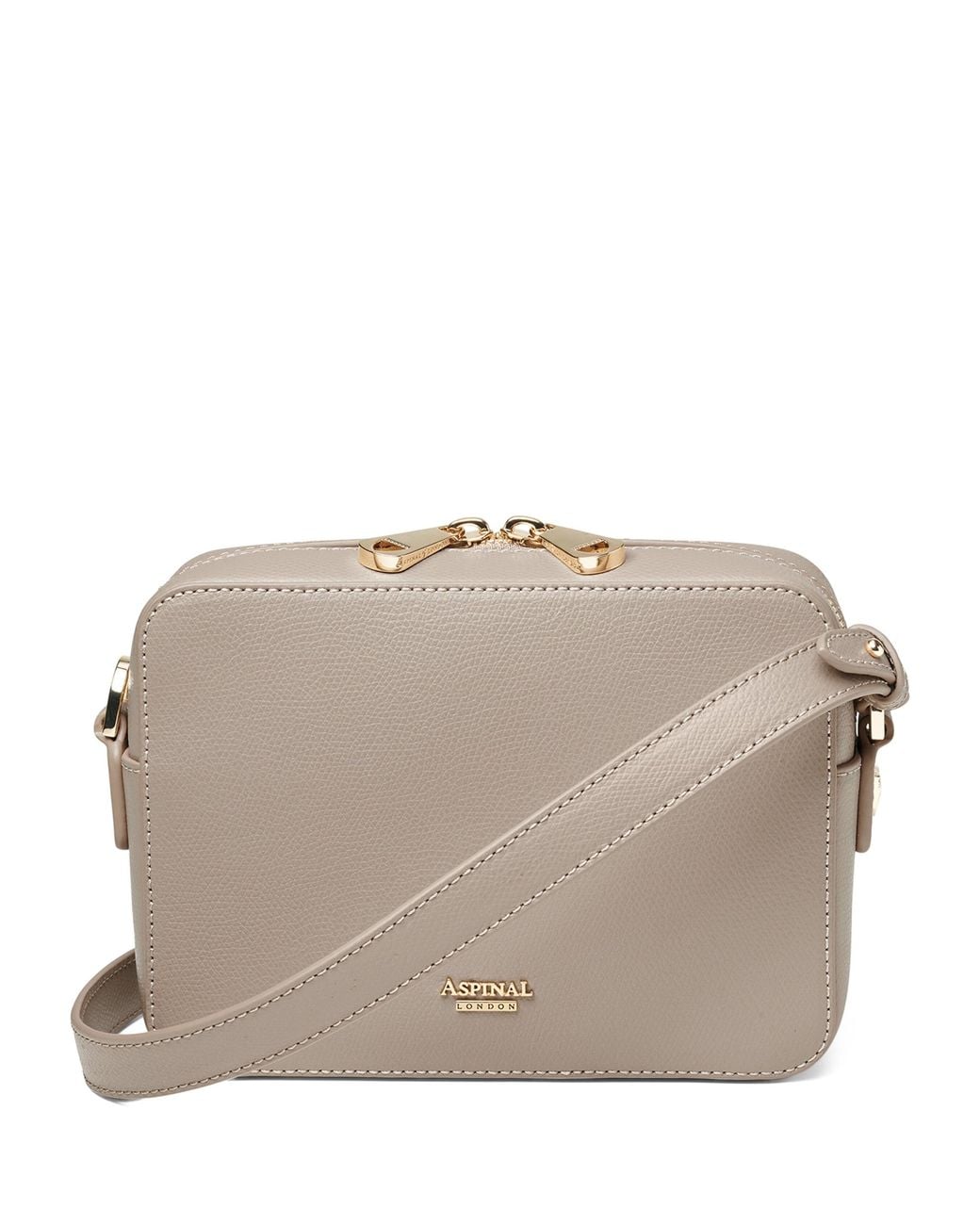 Aspinal Gray Leather Slot Weave Camera Bag