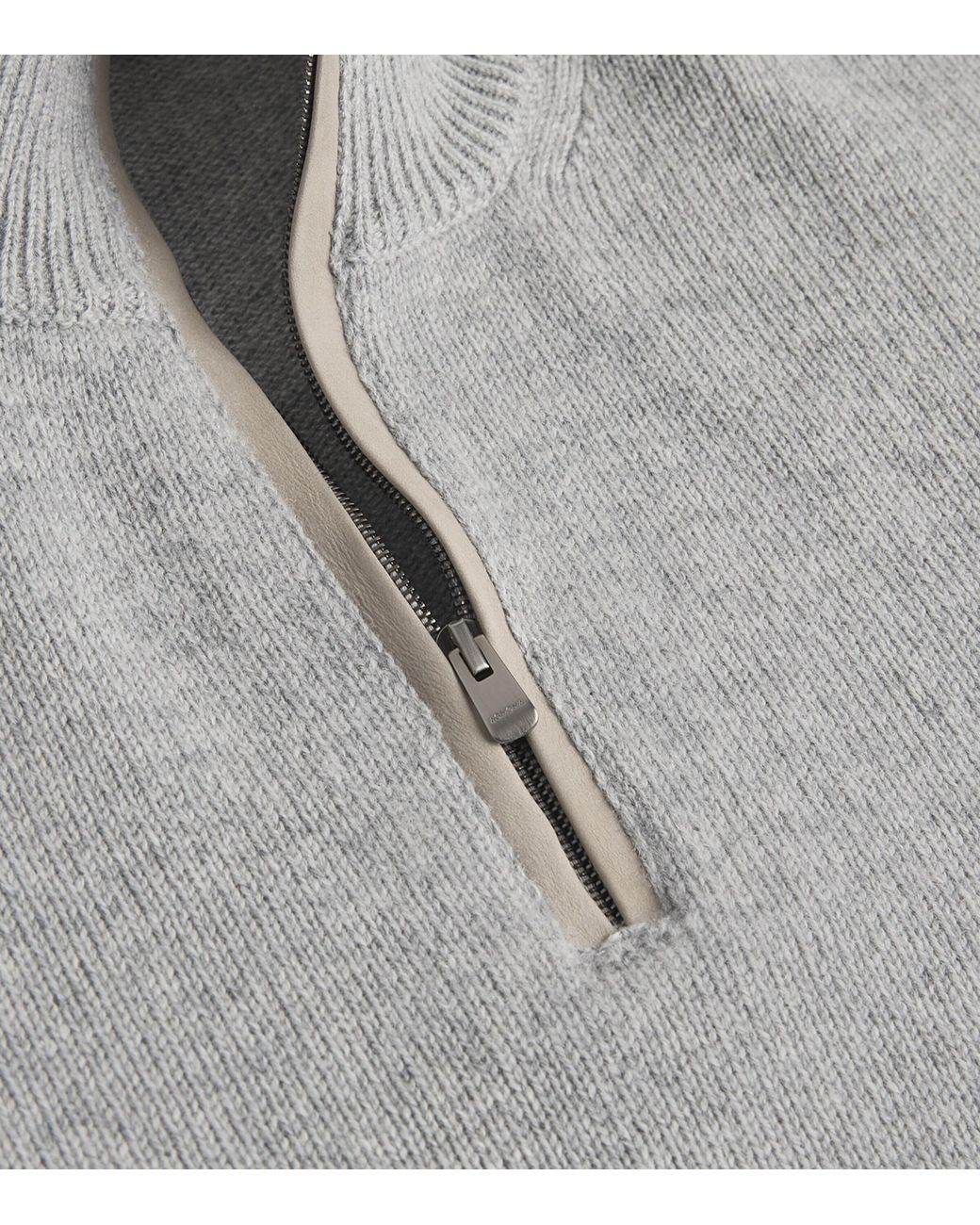Agnona Gray Cashmere Quarter-Zip Sweater for men