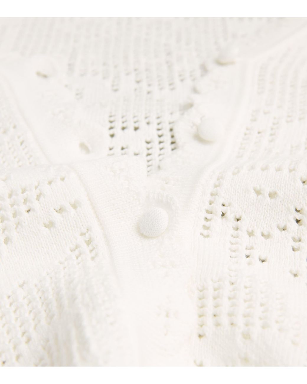 Chloé White Pointelle Knit Cardigan